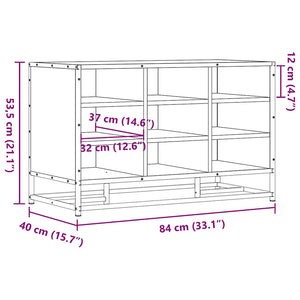 vidaXL Shoe Bench Sonoma Oak 84x40x53.5 cm Engineered Wood and Metal