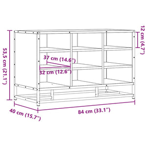 vidaXL Shoe Bench Smoked Oak 84x40x53.5 cm Engineered Wood and Metal