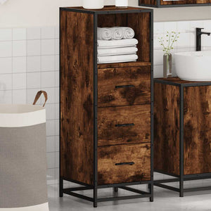 vidaXL Bathroom Cabinet Smoked Oak 35x37.5x100 cm Engineered Wood