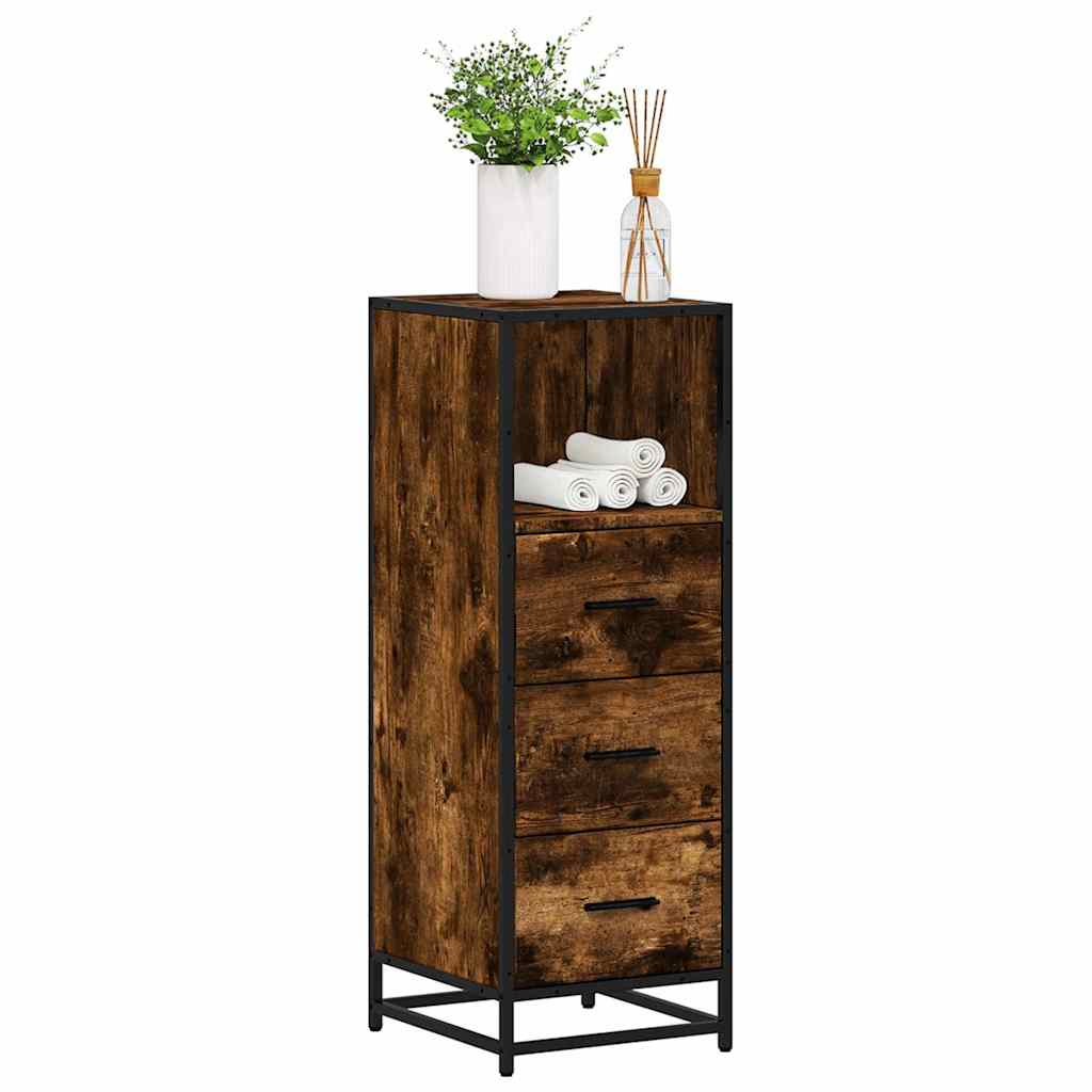 vidaXL Bathroom Cabinet Smoked Oak 35x37.5x100 cm Engineered Wood