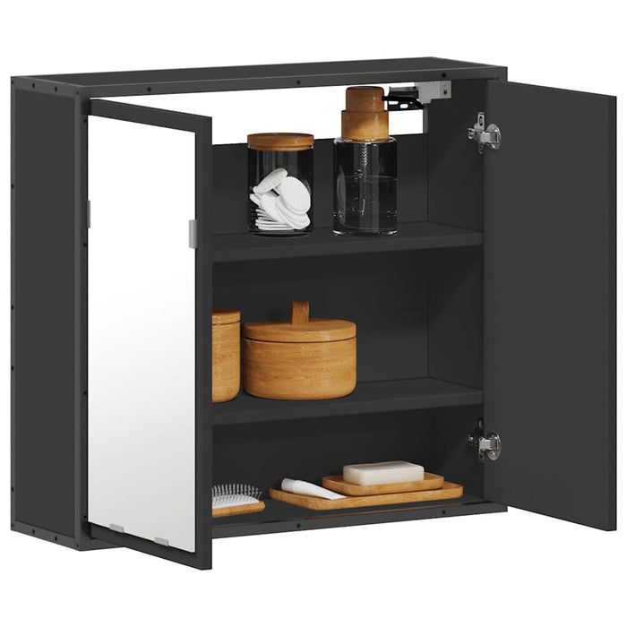 vidaXL Bathroom Mirror Cabinet Black 65x20x60 cm Engineered Wood