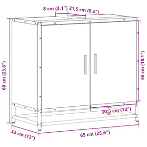 vidaXL Bathroom Sink Cabinet Black 65x33x60 cm Engineered Wood