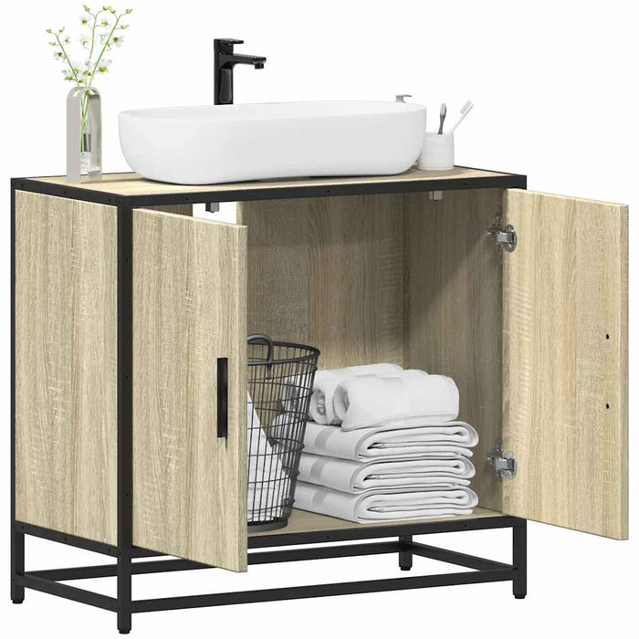 vidaXL Bathroom Sink Cabinet Sonoma Oak 65x33x60 cm Engineered Wood