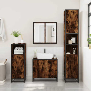 vidaXL Bathroom Sink Cabinet Smoked Oak 65x33x60 cm Engineered Wood