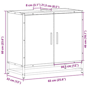 vidaXL Bathroom Sink Cabinet Smoked Oak 65x33x60 cm Engineered Wood