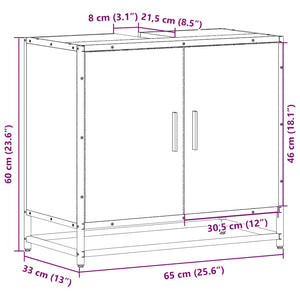 vidaXL Bathroom Sink Cabinet Brown Oak 65x33x60 cm Engineered Wood