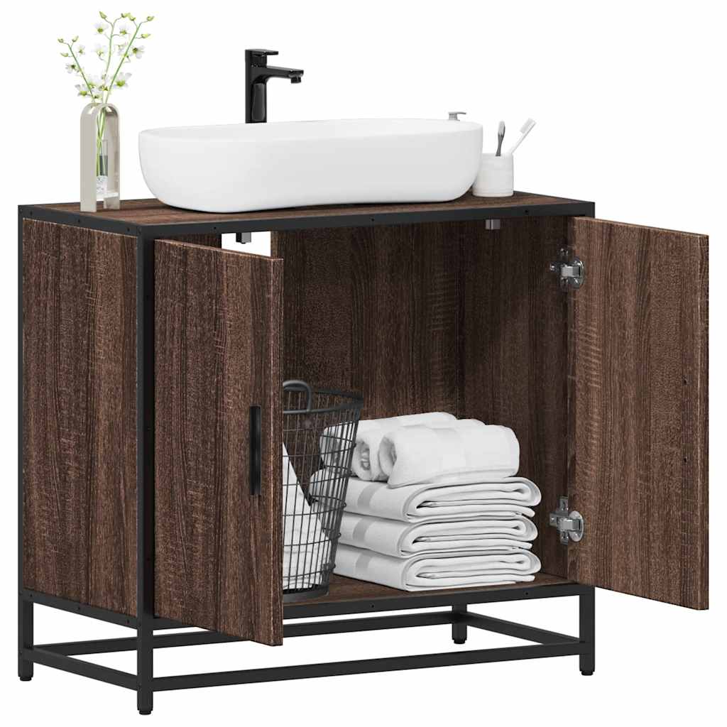 vidaXL Bathroom Sink Cabinet Brown Oak 65x33x60 cm Engineered Wood