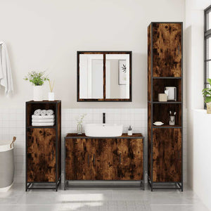 vidaXL Bathroom Sink Cabinet Smoked Oak 90x33x60 cm Engineered Wood