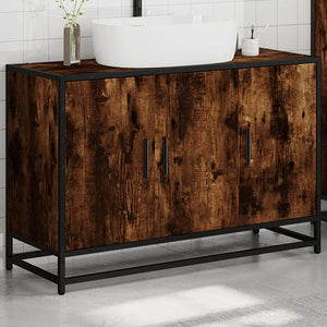 vidaXL Bathroom Sink Cabinet Smoked Oak 90x33x60 cm Engineered Wood