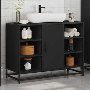 vidaXL Bathroom Sink Cabinet Black 80x33x60 cm Engineered Wood