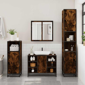 vidaXL Bathroom Sink Cabinet Smoked Oak 80x33x60 cm Engineered Wood