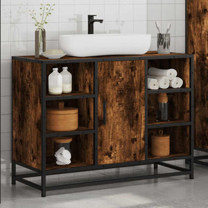 vidaXL Bathroom Sink Cabinet Smoked Oak 80x33x60 cm Engineered Wood