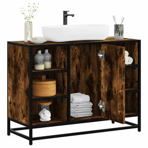 vidaXL Bathroom Sink Cabinet Smoked Oak 80x33x60 cm Engineered Wood