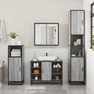 vidaXL Bathroom Sink Cabinet Grey Sonoma 80x33x60 cm Engineered Wood