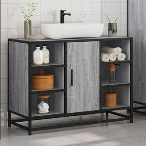 vidaXL Bathroom Sink Cabinet Grey Sonoma 80x33x60 cm Engineered Wood