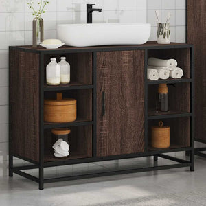 vidaXL Bathroom Sink Cabinet Brown Oak 80x33x60 cm Engineered Wood