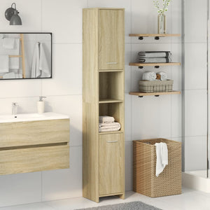 vidaXL Bathroom Cabinet Sonoma Oak 30x30x183.5 cm Engineered Wood