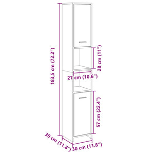 vidaXL Bathroom Cabinet Sonoma Oak 30x30x183.5 cm Engineered Wood