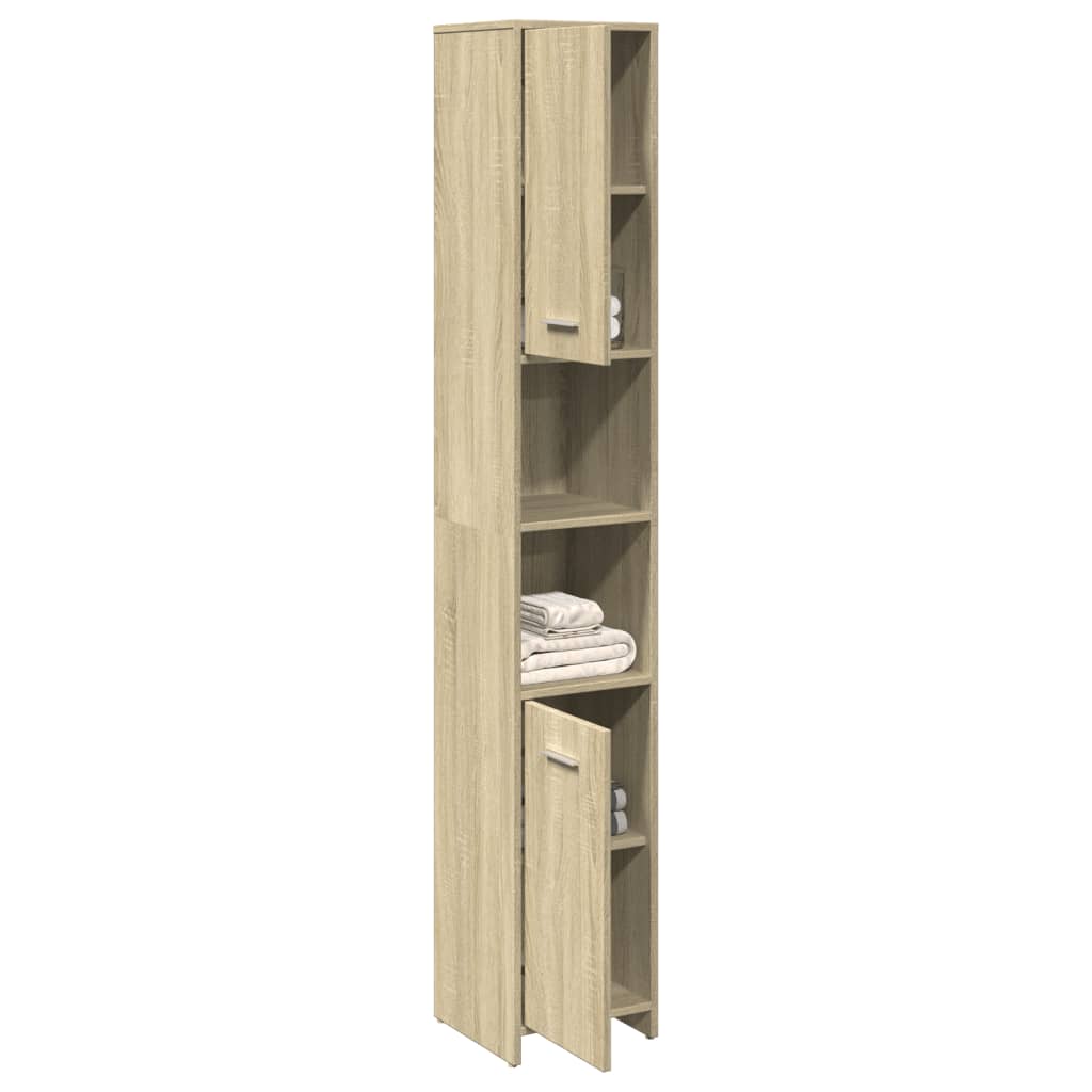 vidaXL Bathroom Cabinet Sonoma Oak 30x30x183.5 cm Engineered Wood