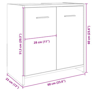 vidaXL Bathroom Sink Cabinet Sonoma Oak 60x33x60 cm Engineered Wood