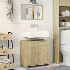 vidaXL 2 Piece Bathroom Furniture Set Sonoma Oak Engineered Wood