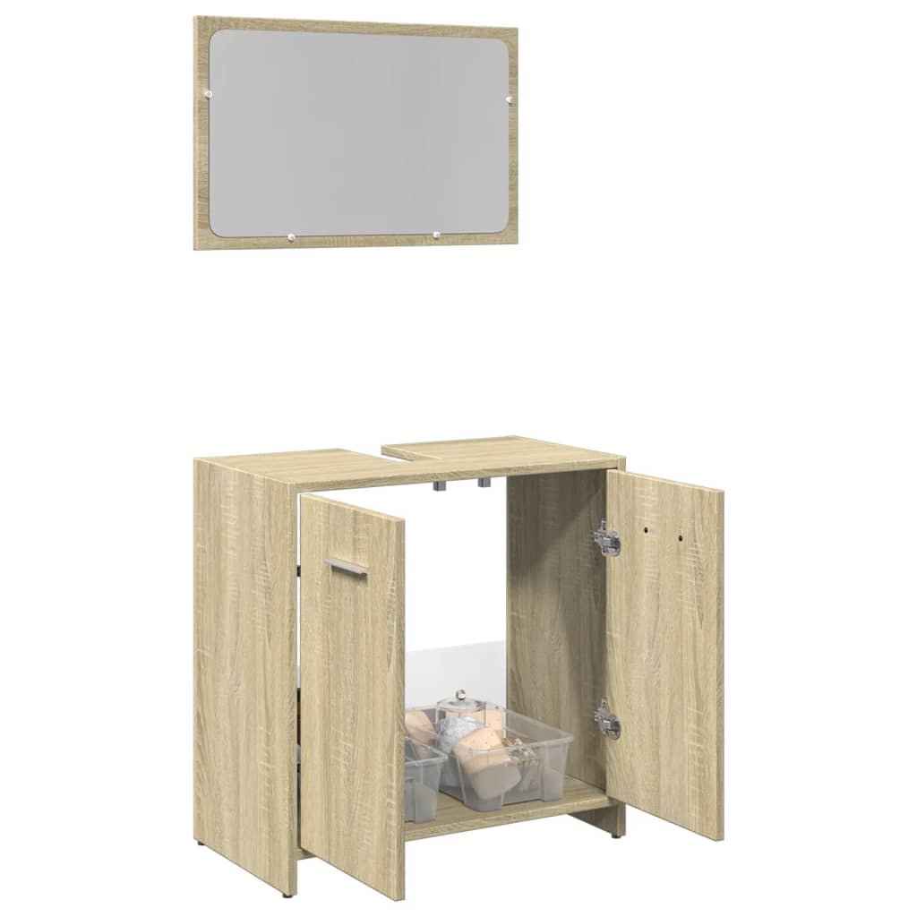 vidaXL 2 Piece Bathroom Furniture Set Sonoma Oak Engineered Wood