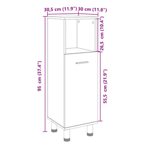 vidaXL Bathroom Cabinet Sonoma Oak 30.5x30x95 cm Engineered Wood