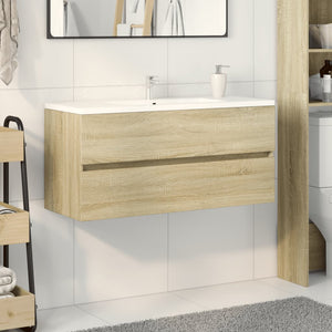 vidaXL Bathroom Sink Cabinet Sonoma Oak 100x38.5x45 cm Engineered Wood