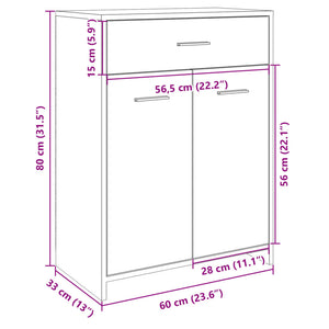 vidaXL Bathroom Cabinet Sonoma Oak 60x33x80 cm Engineered Wood