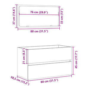 vidaXL Bathroom Cabinet with Mirror Sonoma Oak 80x38.5x45 cm