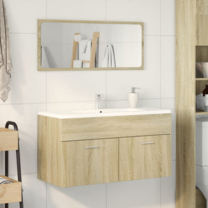 vidaXL 2 Piece Bathroom Furniture Set Sonoma Oak Engineered Wood