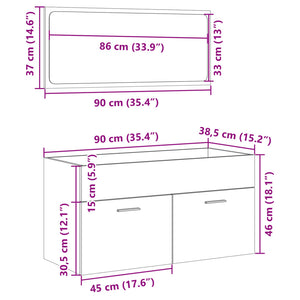 vidaXL 2 Piece Bathroom Furniture Set Sonoma Oak Engineered Wood