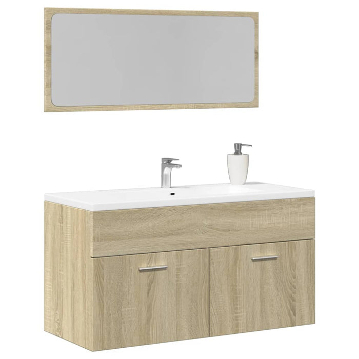 vidaXL 2 Piece Bathroom Furniture Set Sonoma Oak Engineered Wood