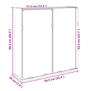 vidaXL Bathroom Mirror Cabinet Sonoma Oak 64.5x20x66.5 cm Engineered Wood