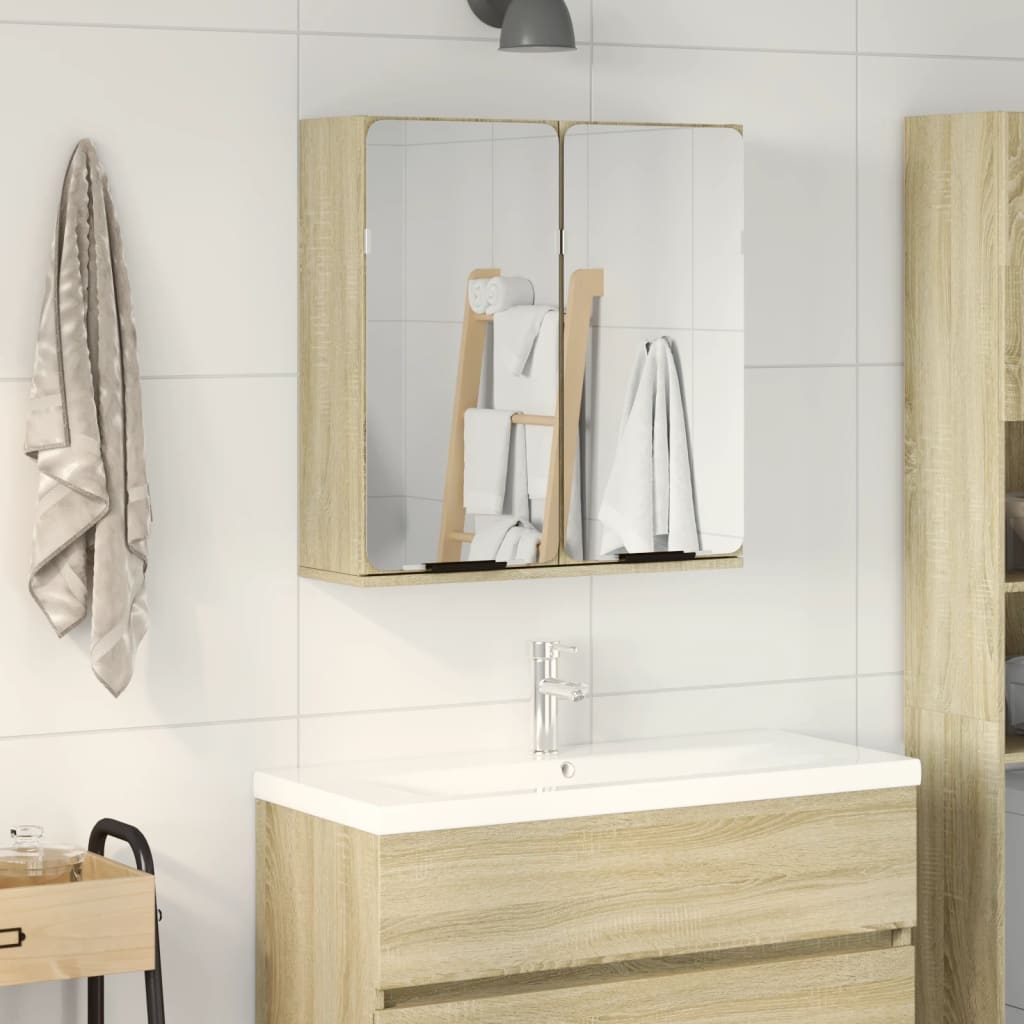 vidaXL Bathroom Mirror Cabinet Sonoma Oak 64.5x20x66.5 cm Engineered Wood