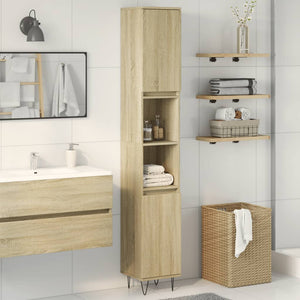 vidaXL Bathroom Cabinet Sonoma Oak 30x30x190cm Engineered Wood