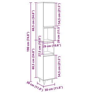 vidaXL Bathroom Cabinet Sonoma Oak 30x30x190cm Engineered Wood