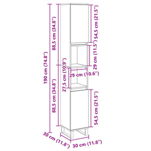 vidaXL Bathroom Cabinet Sonoma Oak 30x30x190cm Engineered Wood