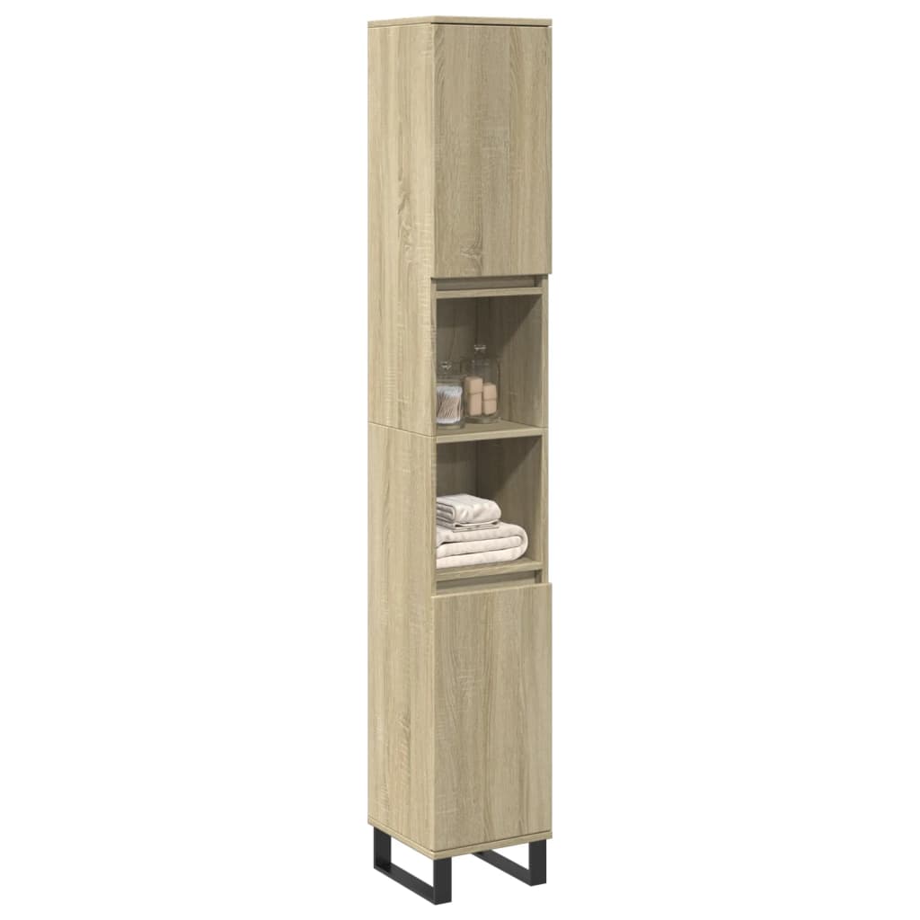 vidaXL Bathroom Cabinet Sonoma Oak 30x30x190cm Engineered Wood