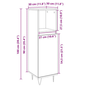 vidaXL Bathroom Cabinet Sonoma Oak 30x30x100 cm Engineered Wood