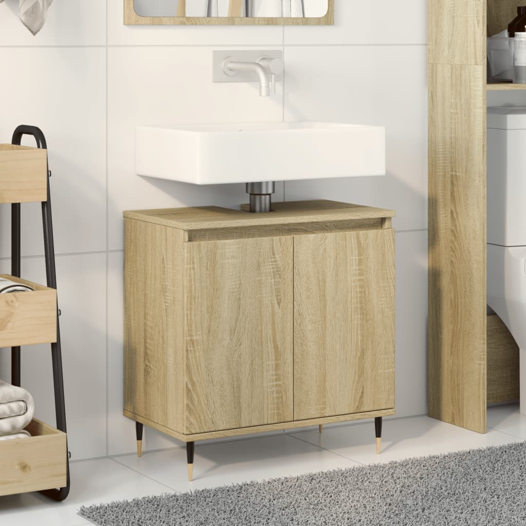 vidaXL Bathroom Cabinet Sonoma Oak 58x33x60 cm Engineered Wood