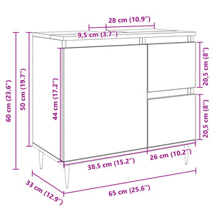 vidaXL Bathroom Sink Cabinet Sonoma Oak 65x33x60 cm Engineered Wood