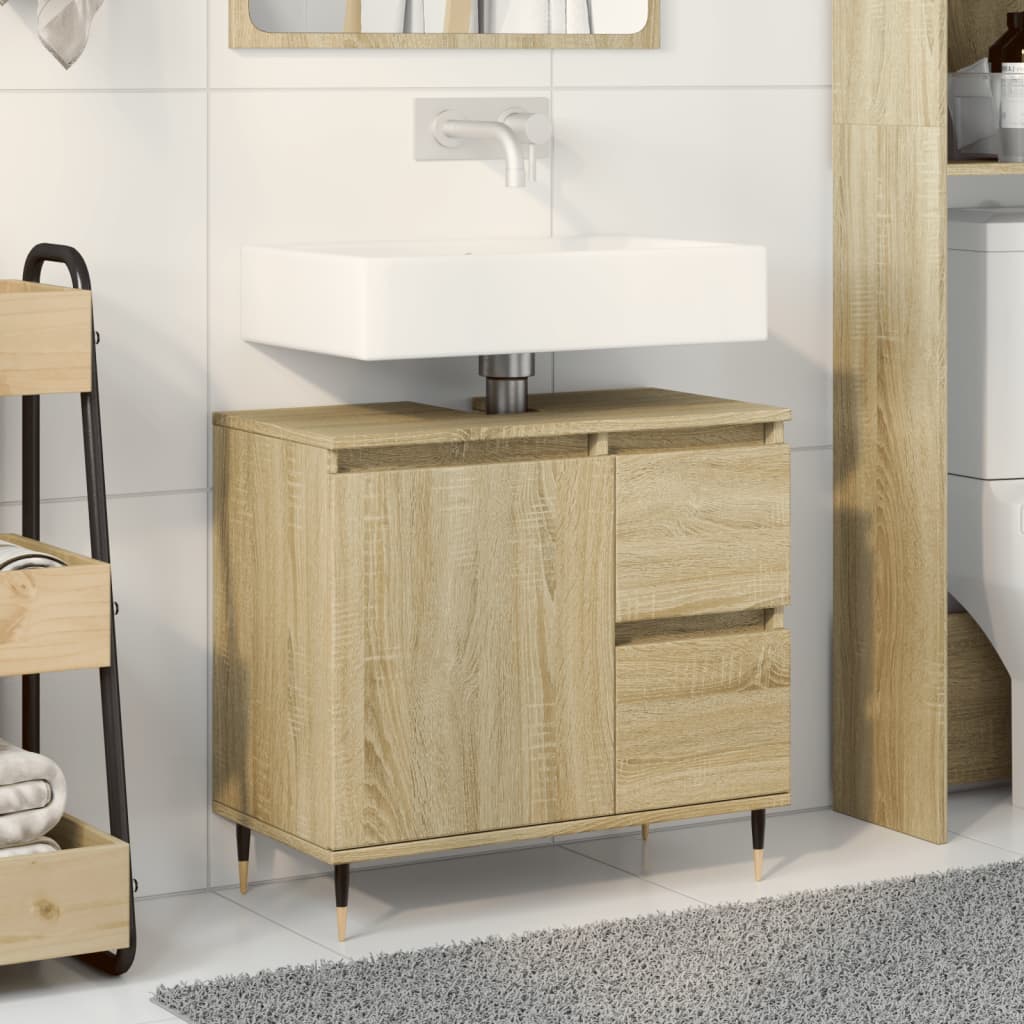 vidaXL Bathroom Sink Cabinet Sonoma Oak 65x33x60 cm Engineered Wood