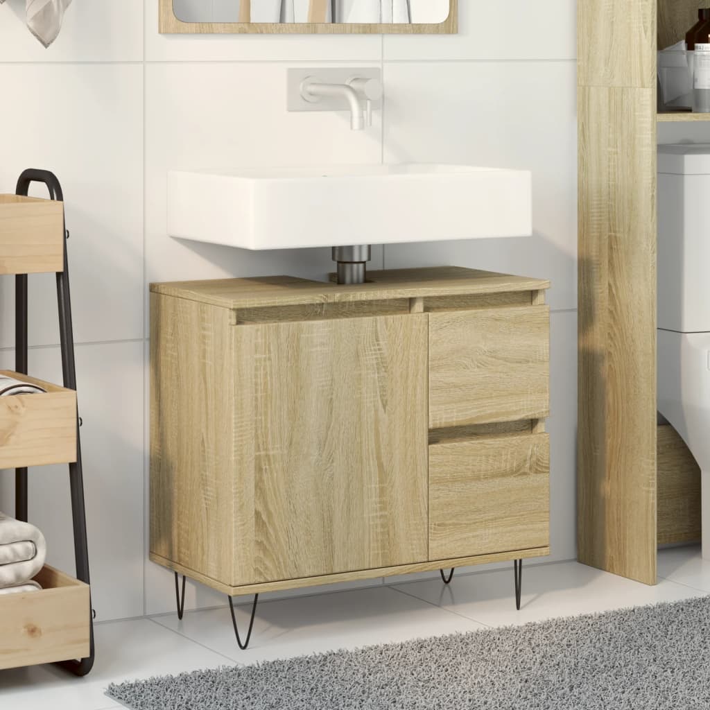 vidaXL Bathroom Cabinet Sonoma Oak 65x33x60 cm Engineered Wood