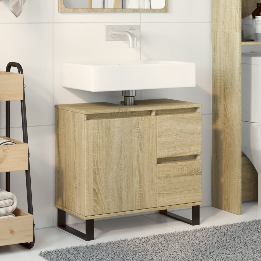 vidaXL Bathroom Cabinet Sonoma Oak 65x33x60 cm Engineered Wood