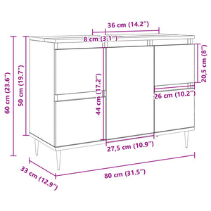 vidaXL Bathroom Cabinet Sonoma Oak 80x33x60 cm Engineered Wood