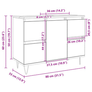 vidaXL Bathroom Cabinet Sonoma Oak 80x33x60 cm Engineered Wood