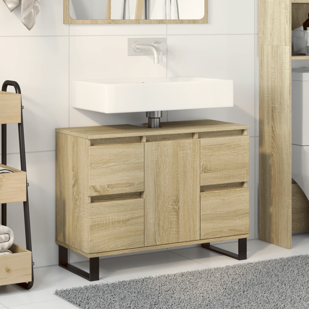 vidaXL Bathroom Cabinet Sonoma Oak 80x33x60 cm Engineered Wood