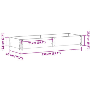 vidaXL Garden Planter Black 150x50 cm Solid Wood Pine