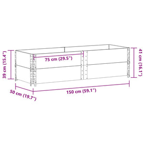 vidaXL Garden Planter Grey 150x50 cm Solid Wood Pine